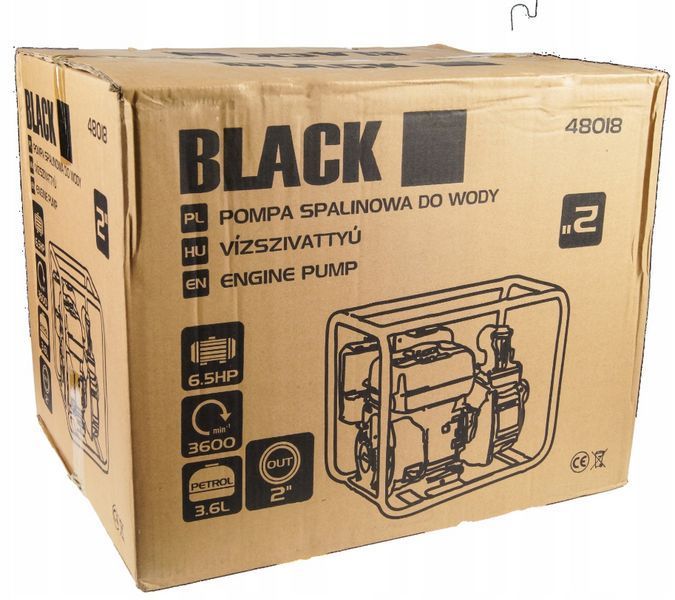 Мотопомпа бензинова для води 500 л/хв Black B578444 4-тактна мотопомпа для очищення води PWT-B578444 фото