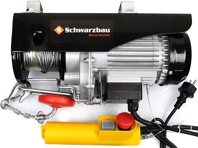 Тельфер електричний Schwarzbau 300/600 кг ! 2000 Ватт - 12/6 м (на пряму/через блок) MGT-757248_max фото