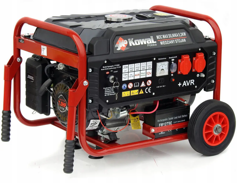 Генератор бензиновий Kowal KW6500GKWX 6,5кВт 6,0кВт 15 к.с. бензиновий генератор MGT-198 фото