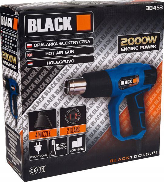 Фен технический Black 38453, 2000 Вт, 300, 500, л/мин MGT-38453 фото